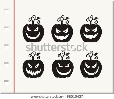 Set of a scary halloween pumpkin.