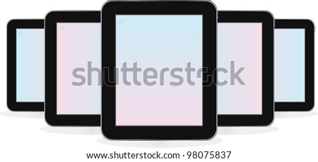 Digital tablet PC set isolated on white
