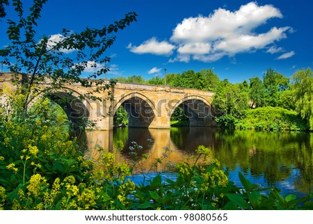 Bridge over the River Tees between Yarm and Eaglescliffe Royalty-Free Stock Photo #98080565