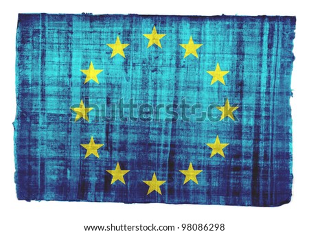 EU flag on original papyrus background
