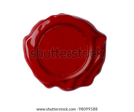 Red wax seal or signet isolated on white Royalty-Free Stock Photo #98099588