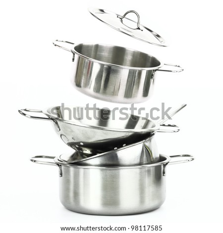 Group of stainless steel kitchen tools Royalty-Free Stock Photo #98117585