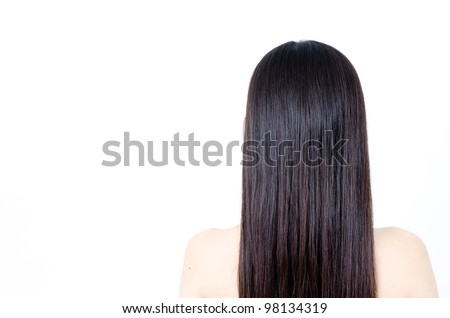 beautiful straight hair isolated on white background