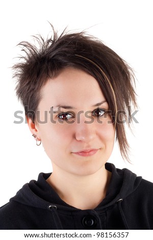 pretty young teenage girl with the creative hairstyle