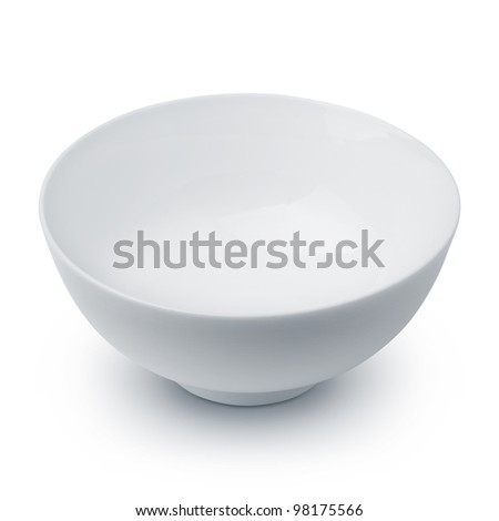 White ceramic bowl on white background Royalty-Free Stock Photo #98175566