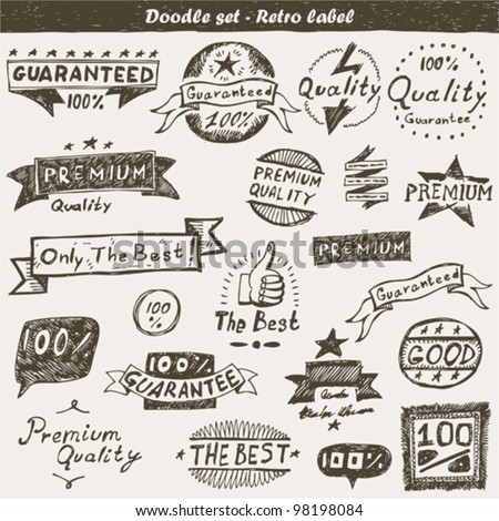Doodle set: vintage label