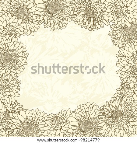 Elegant vintage floral background with set of different flowers