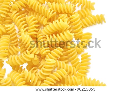 Closeup of frame of  italian pasta isolated on white
