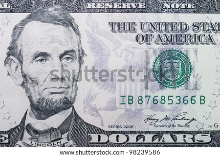  5 dollars banknote macro