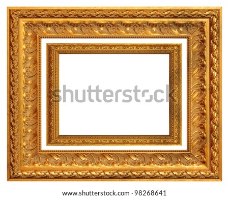Antique gold frame on the white background