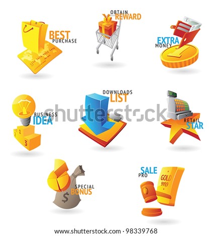 Icons for retail commerce. Vector illustration.