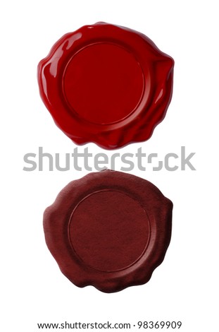 Red wax seals or signets set isolated on white Royalty-Free Stock Photo #98369909