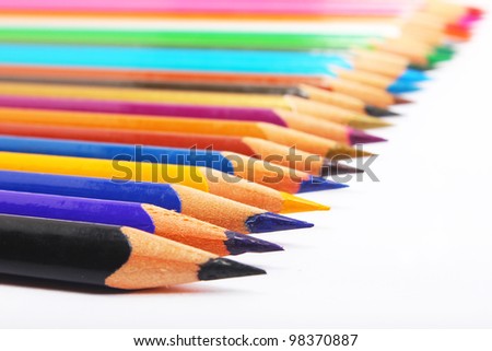 colorful pencil aligned in diagonal direction