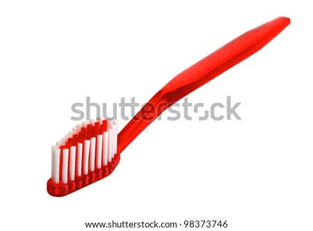 red toothbrush isolated on the background Royalty-Free Stock Photo #98373746