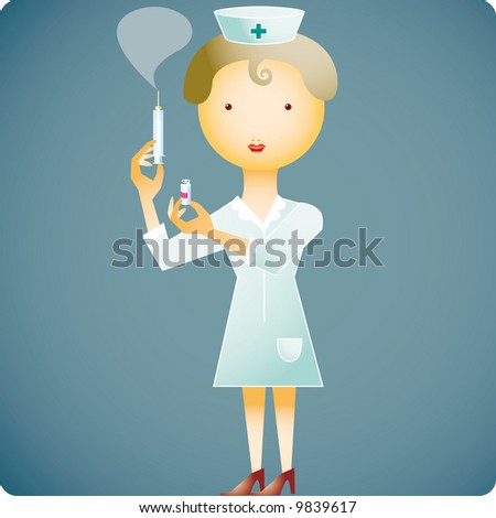 nurse with a syringe and a little medicine bottle in her hands