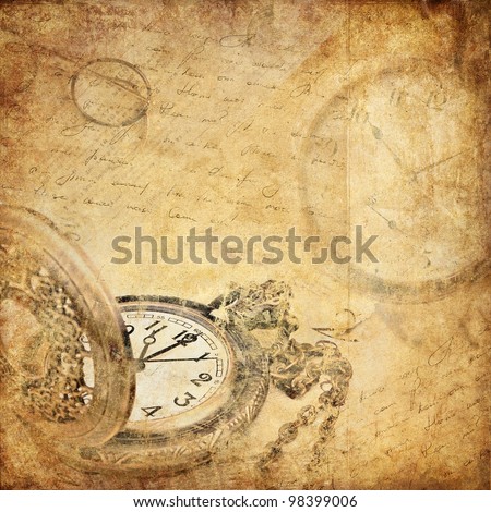 vintage background with a pocket watch