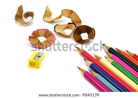 crayon with shaving and sharpener