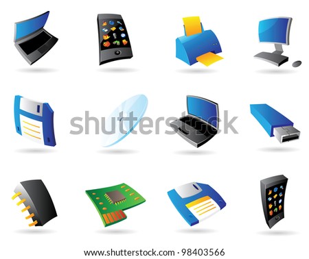 Icons for computer and devices. Raster version. Vector version is also available.