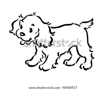 Cute Puppy Dog - Retro Clipart Illustration