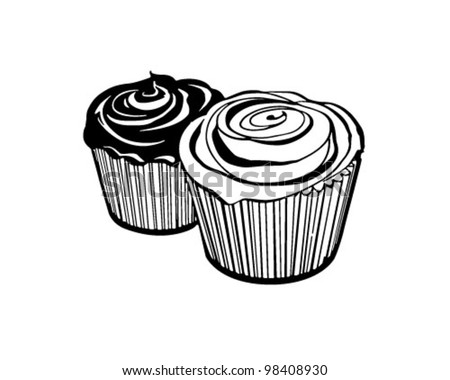 Cupcakes 2 - Retro Clipart Illustration
