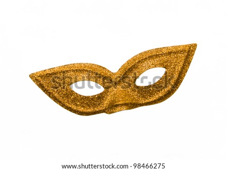 Beautiful shiny gold yellow dress mask isolated on a white background