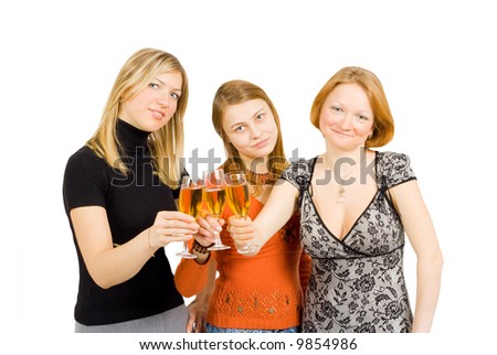 three girls with glasses of wine celebrating - See similar images of this "Gorgeous women" series in my portfolio