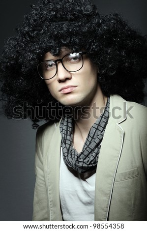 Young man with afro hairstyle