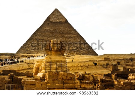 Sphinx and Khufu pyramid  in Egypt