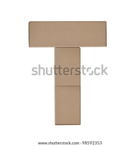 box alphabet letters on white background (T)