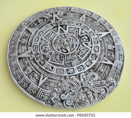 Grey and white traditional Maya calendar