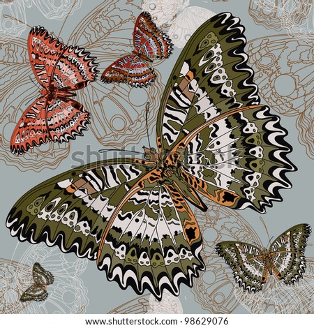 Vector seamless background with beautiful butterflies