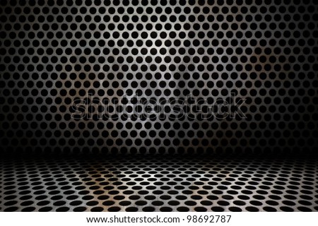old interior background of circle mesh pattern texture