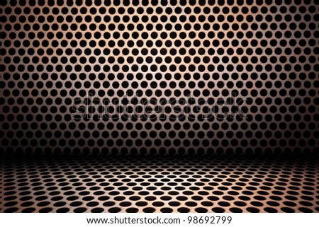 orange interior background of circle mesh pattern texture