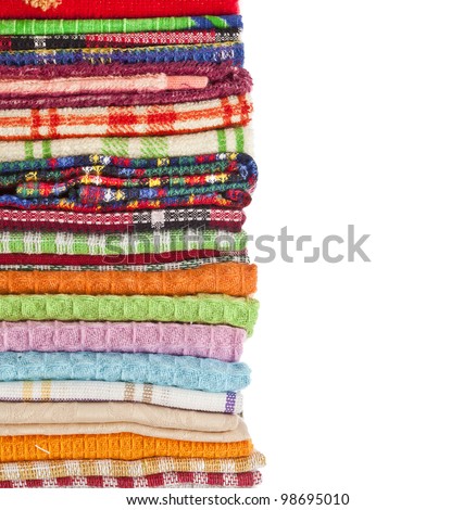 Border of Kitchen towels on white background