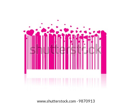 heart barcode isolated on white vector illustration