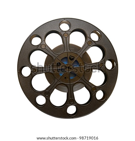 16 mm motion picture film reel isolated on white