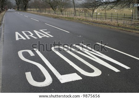 Bilingual road sign (Welsh & English)
