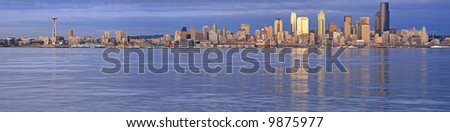 View of Seattle skyline shortly before dark