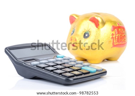 Piggy bank and calculator