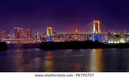 Tokyo Rainbow Bridge at Night.