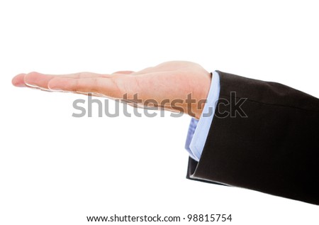Business hand extended - isolated over a white background