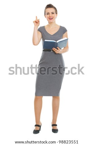 Student woman with notepad got idea
