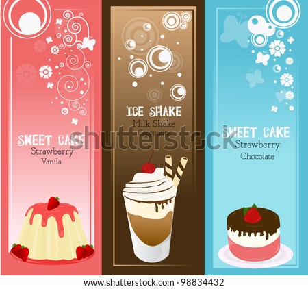 drinks collection - set food and drink clip-art - strawberry cake-restaurant cafe