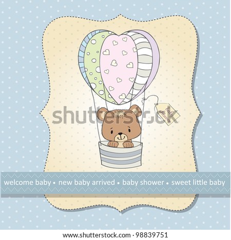 delicate baby shower card with teddy bear