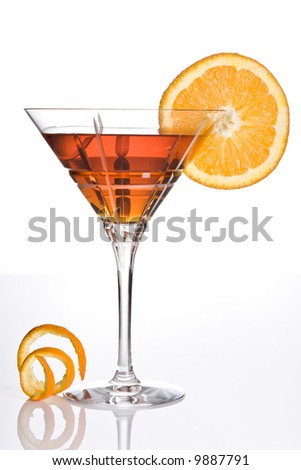 Summer drink decorated with a slice of orange Royalty-Free Stock Photo #9887791