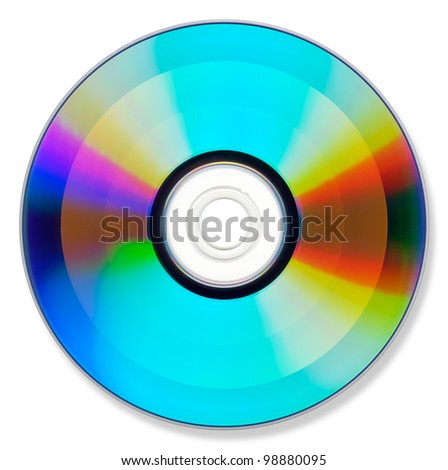 DVD ir CD isolated on white with shadow.