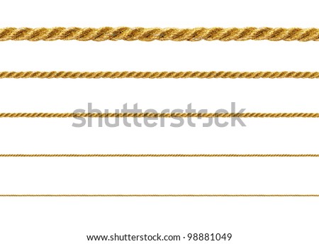Seamless golden rope isolated on white background for continuous replicate. Royalty-Free Stock Photo #98881049