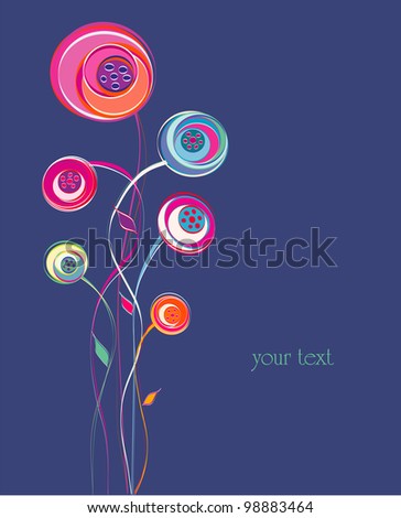 abstract flower illustration, free copy space, summer bouquet