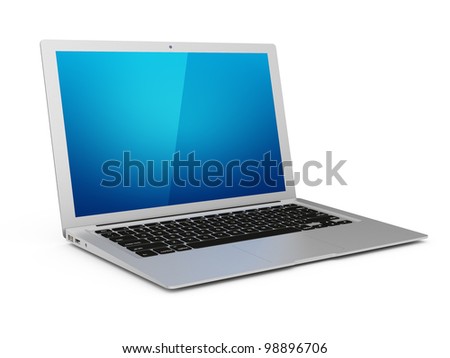 Modern laptop with clipping path for screen