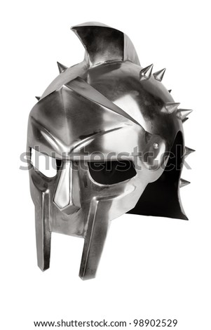 Imitation of Roman legionary helmet on a white background